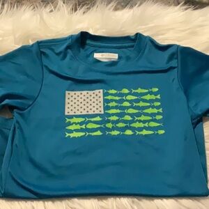 Columbia Swim Rashguard Blue and Green Fish Design